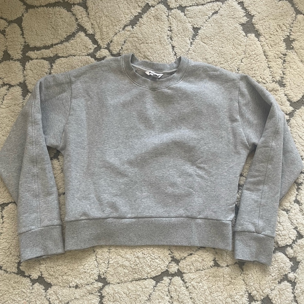 Athleta Forever Fleece Cropped Crewneck Sweatshirt - Gray, Small